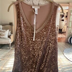 Kenar Rose Gold Sequence Tank L NWT